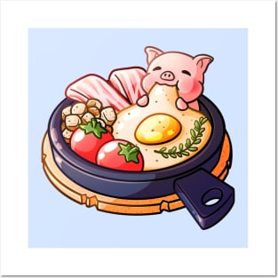 Piggy Breakfast | Bacon & Egg Hotplate Posters and Art